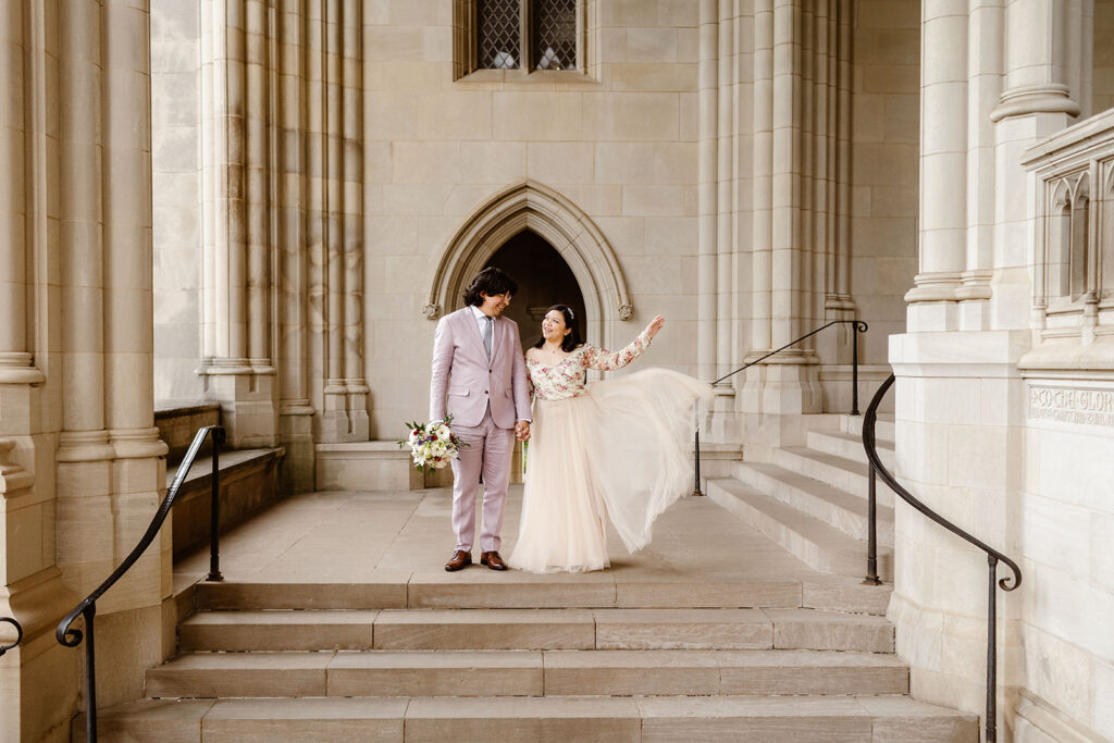 A Romantic Elopement In Washington DC, National Cathedral Wedding, Washington DC Elopement Photographer, Intimate Elopements, Elopement Ideas In Washington DC at the National Cathedral. 