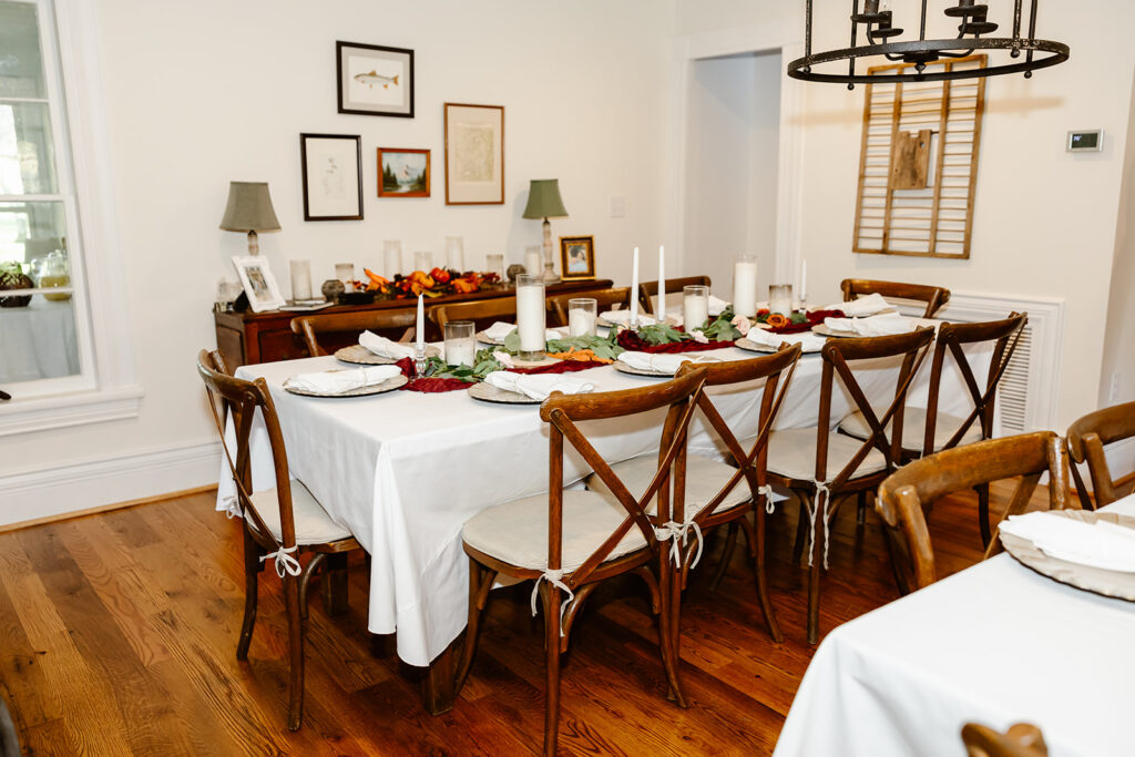 cozy micro wedding reception set up at the vrbo