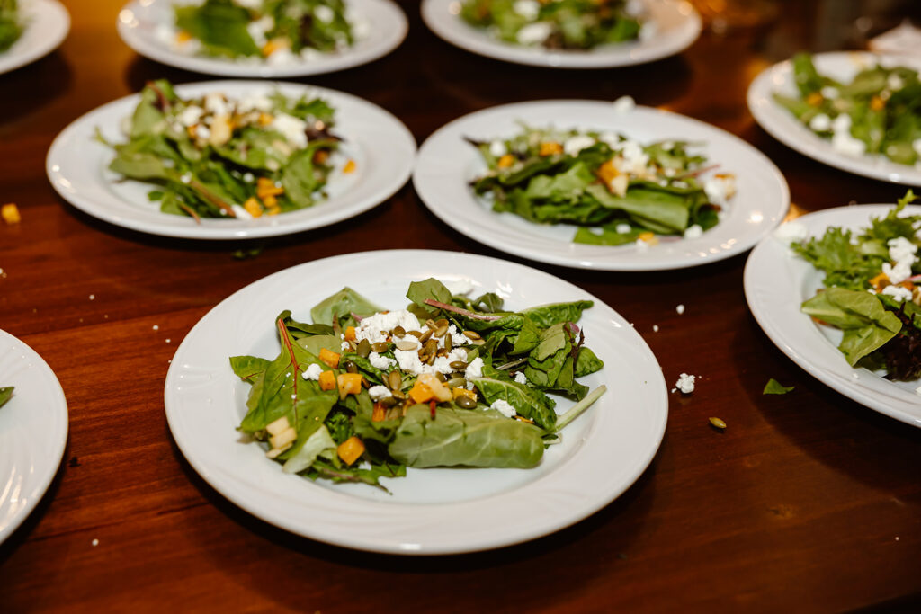 beautifully plated salads for an elopement reception