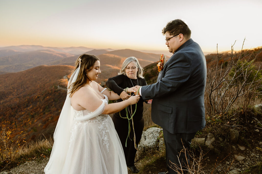 elopement ceremony with a hand fasting ritual in Shenandoah National Park