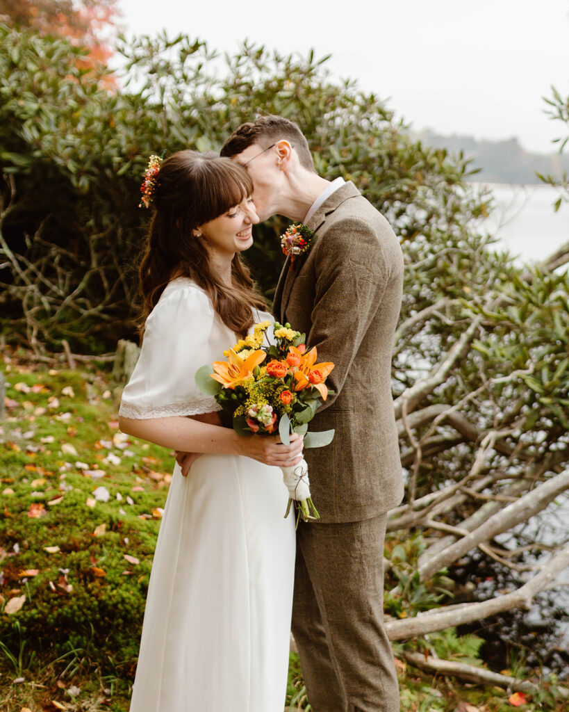 the elopement couple during their fall elopement