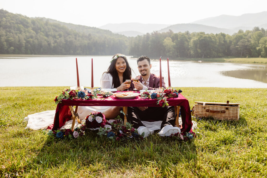 shenandoah national park elopement picnic set up