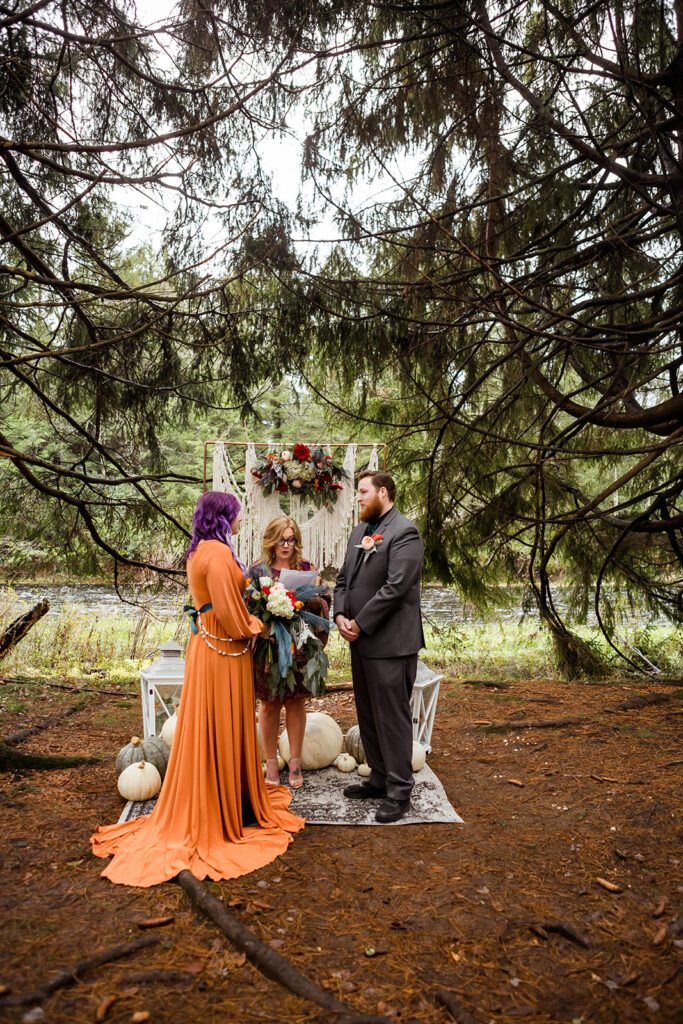 the fall elopement ceremony in October at a park in Pennsylvania 