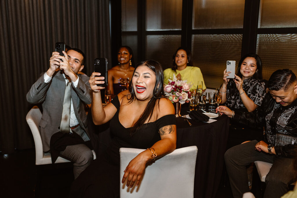 fun post elopement reception after their washington dc war memorial wedding