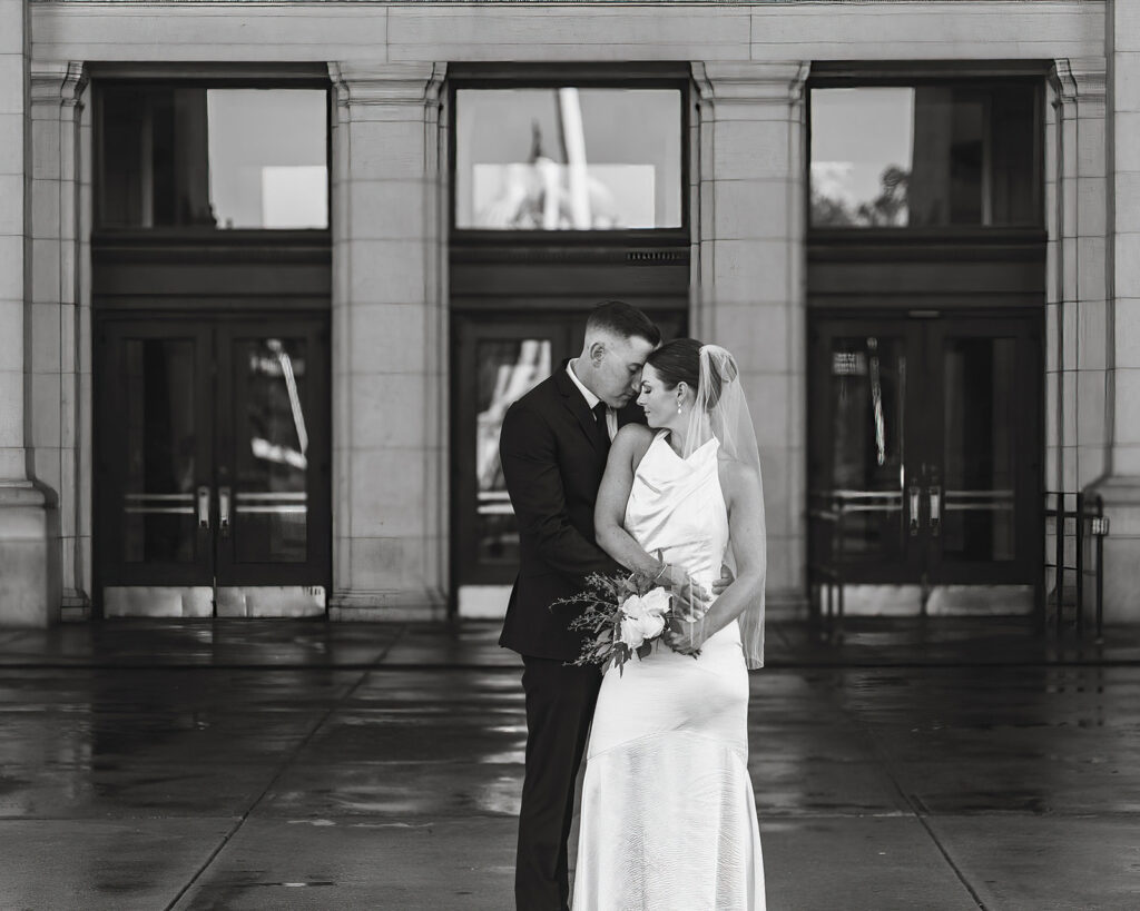 the wedding couple black and white DC elopement photos