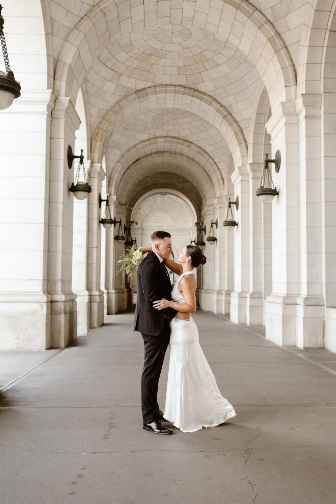 elegant vintage elopement at the union station in washington dc