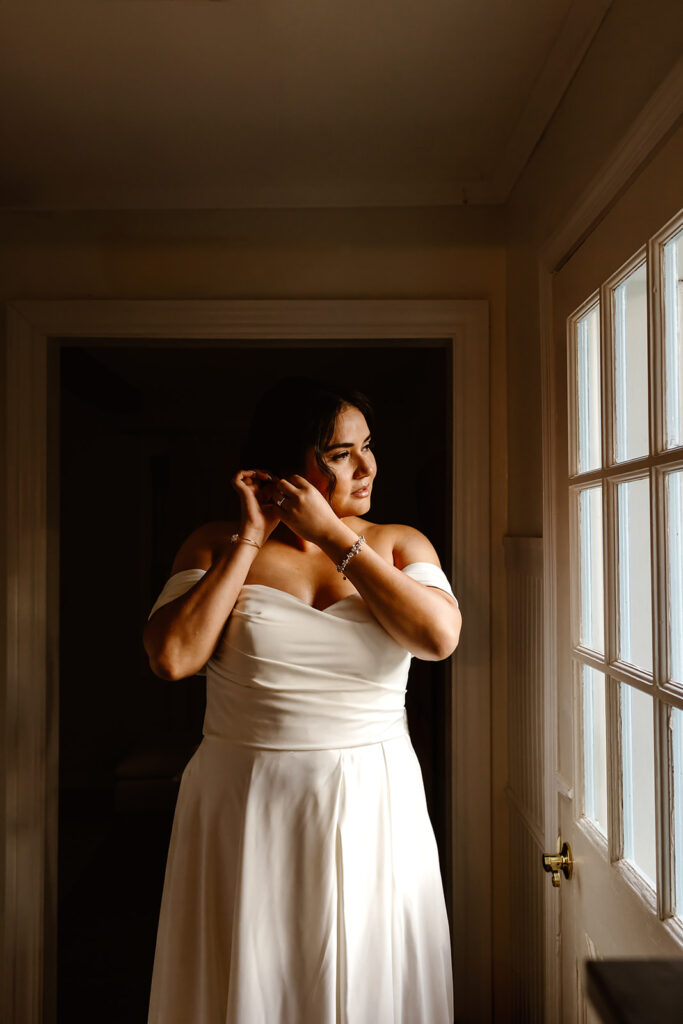 the bridal getting ready photos for elopement in Washington DC