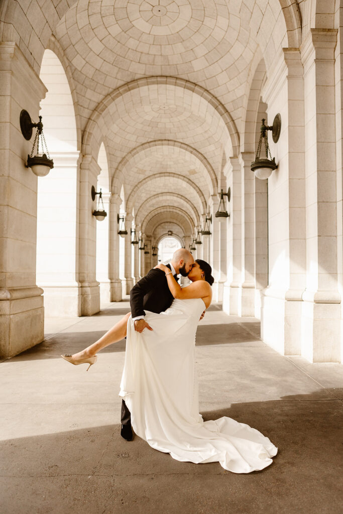 the wedding couple portraits at the Union Station