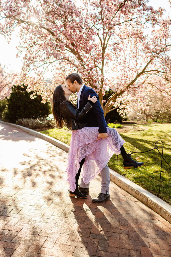 the couple together during their couples session in Washington DC in the spring