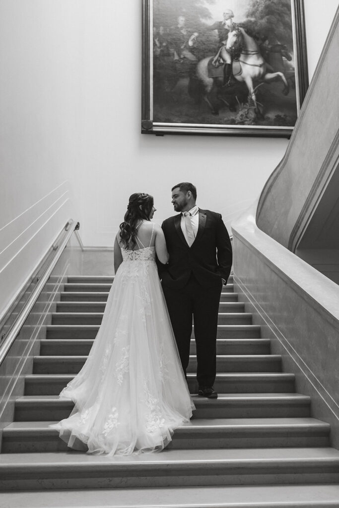 the elopement couple at the staircase in the National Gallery of Art