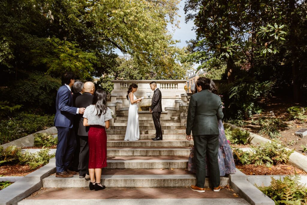 elopement ceremony on the spanish steps in washington dc
