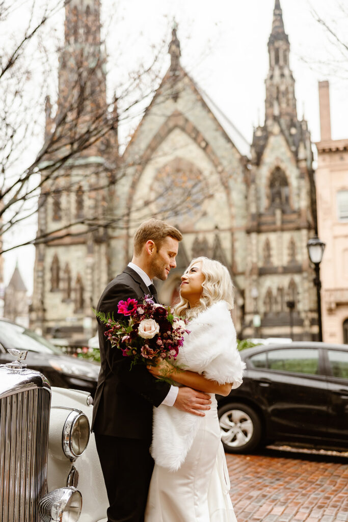 bride and groom during their george peabody library wedding day in dc