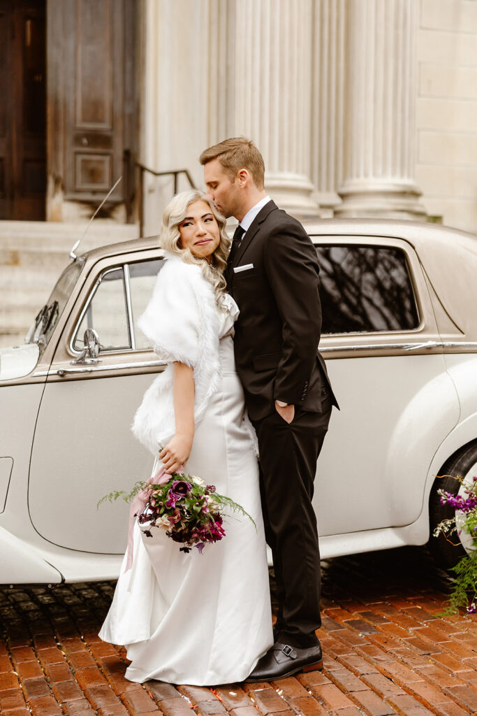 bride and groom during their george peabody library wedding day in dc