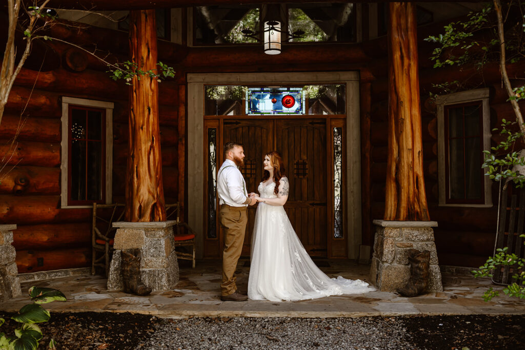 the wedding couple after the first look during their Shenandoah National Park