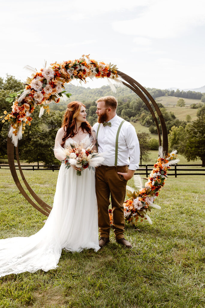 the wedding couple after their wedding ceremony in Virginia