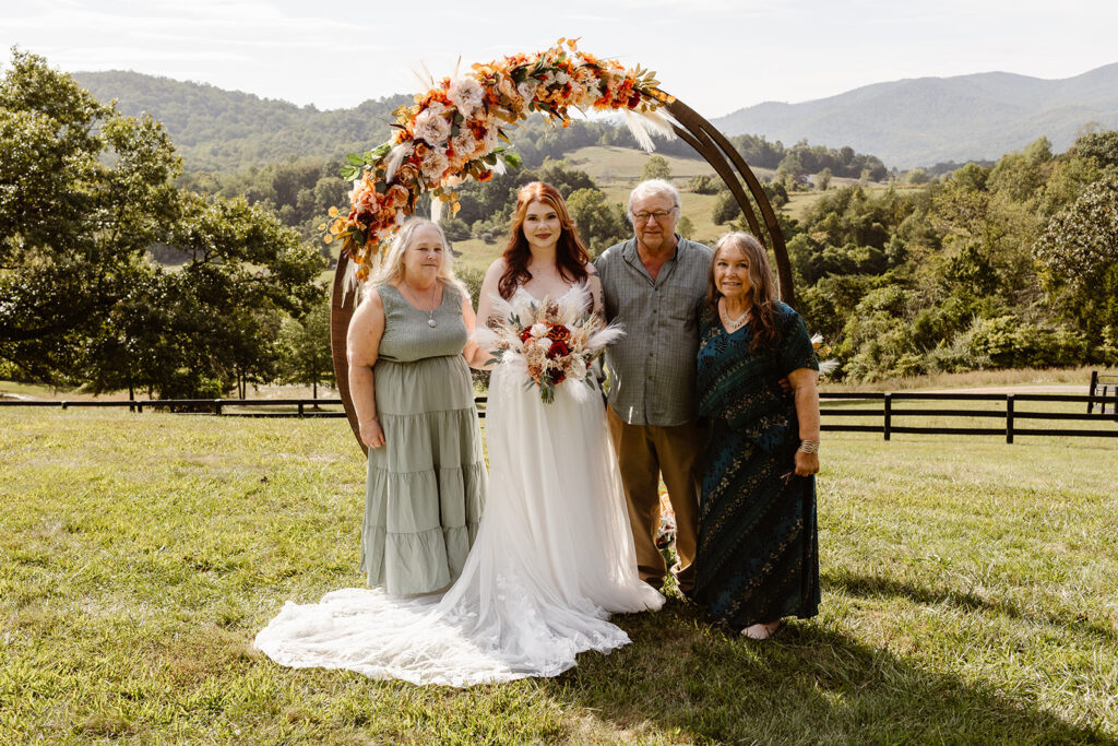 family photos at the Shenandoah park wedding in September