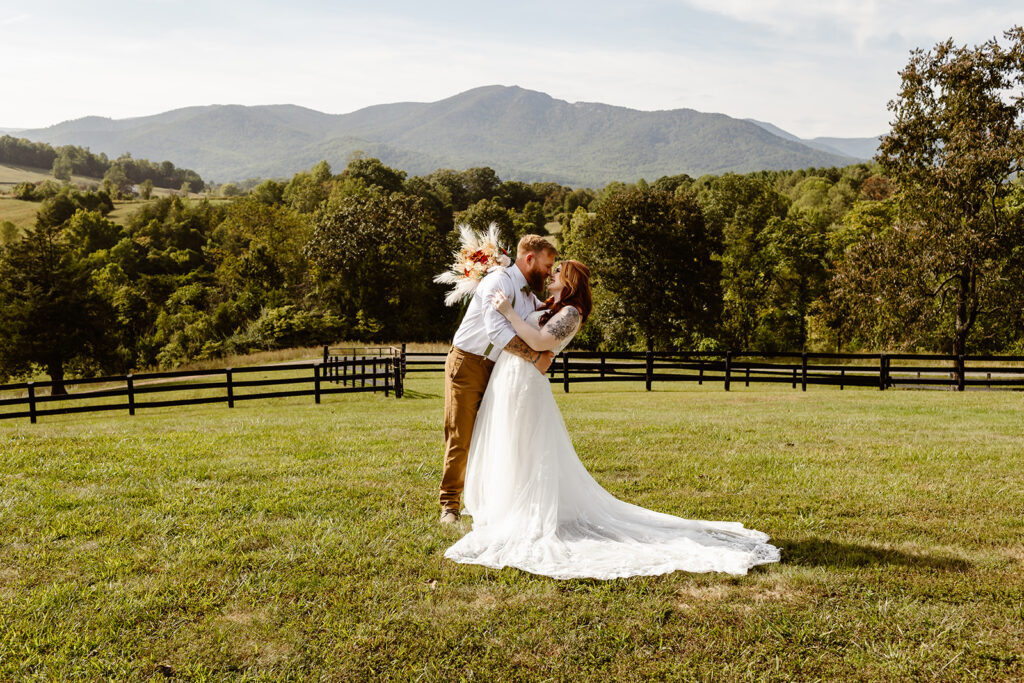 the wedding couple at the Shenandoah National Park 