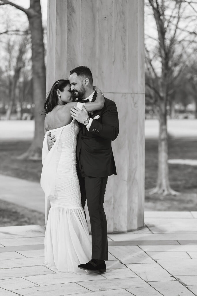 the wedding couple dancing together during their elopement ceremony in DC