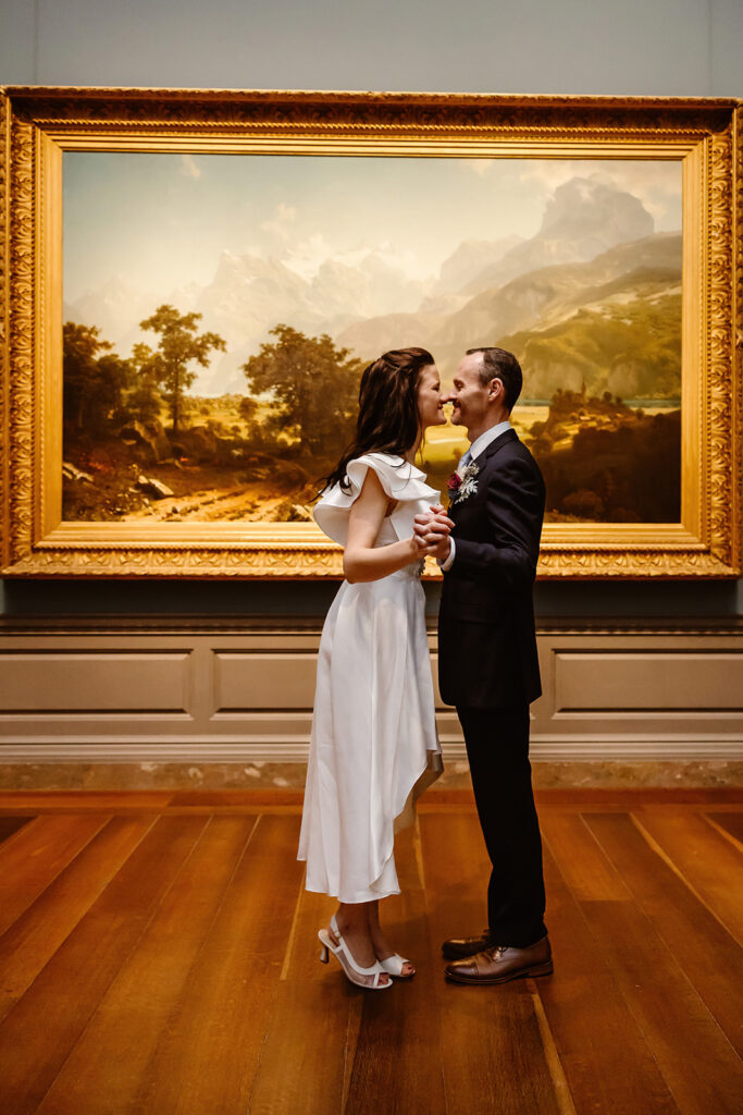 the wedding couple at the National Gallery of Art in Washington DC