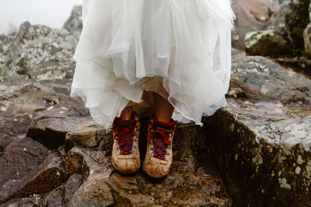 hiking boots for their Shenandoah National Park elopement