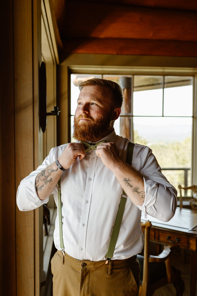 groom getting ready photos for the Shenandoah National Park wedding