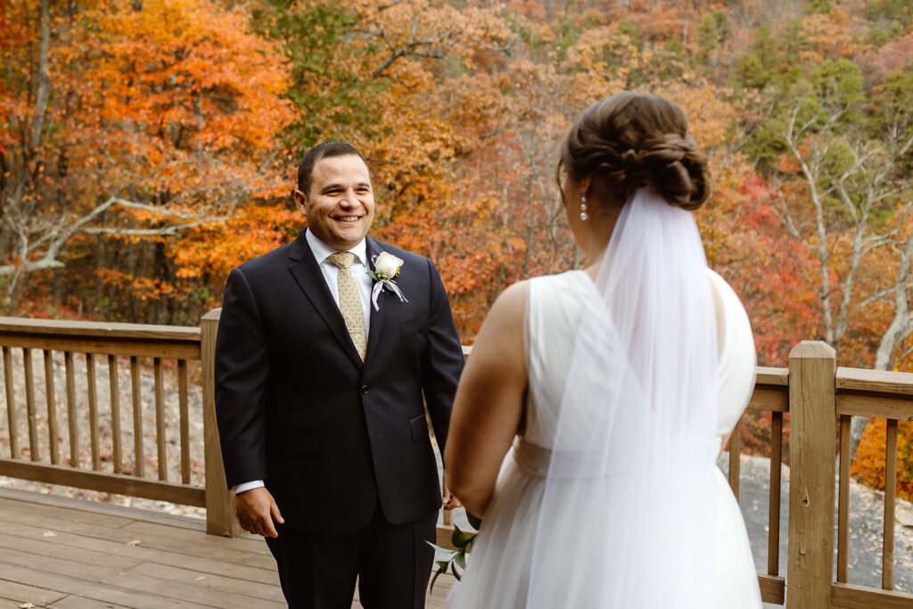 the groom turning around for the first look