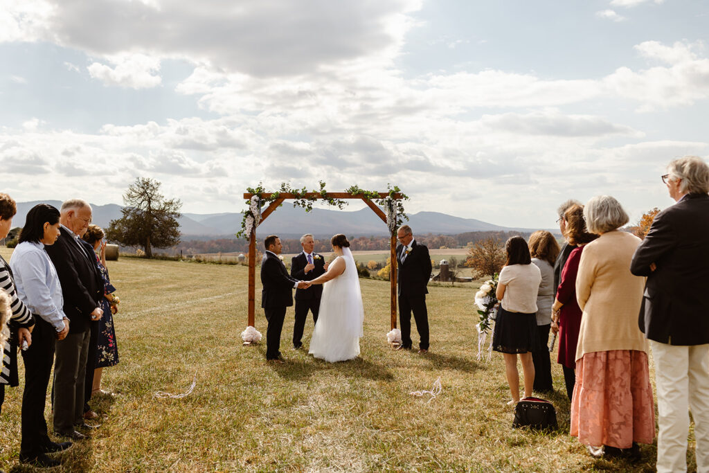 the wedding couple's elopement ceremony by Shenandoah National Park