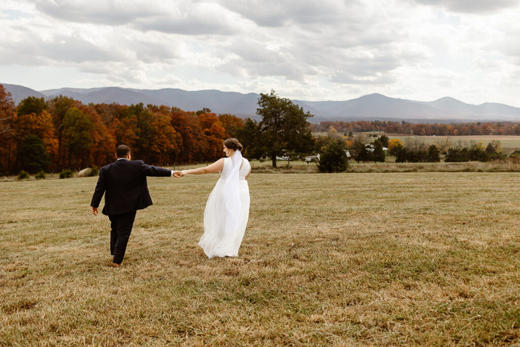 the wedding couple walking together at their Shenandoah Park wedding