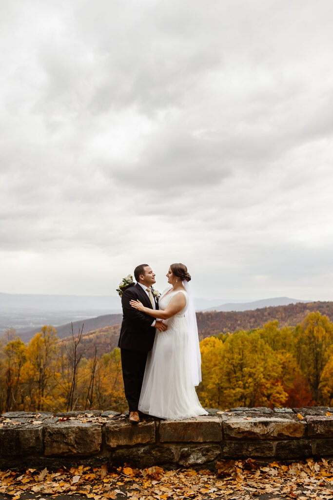 the wedding couple at Shenandoah National Park