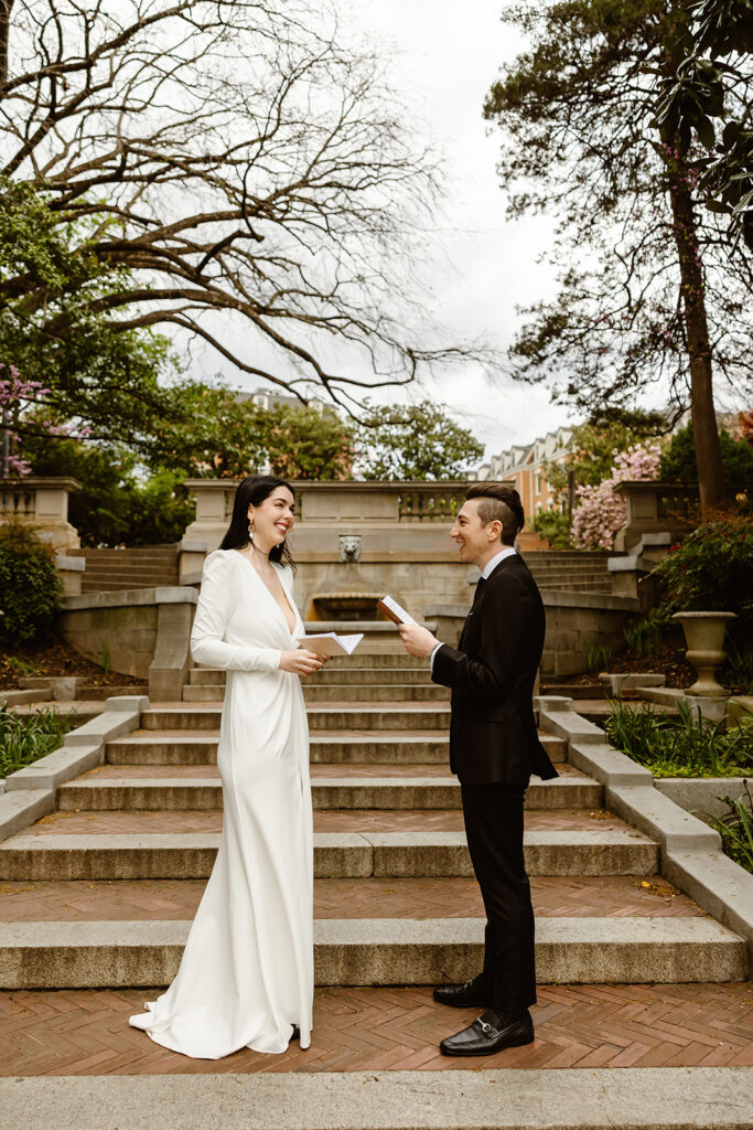 the wedding couple saying their vows at the Spanish Steps