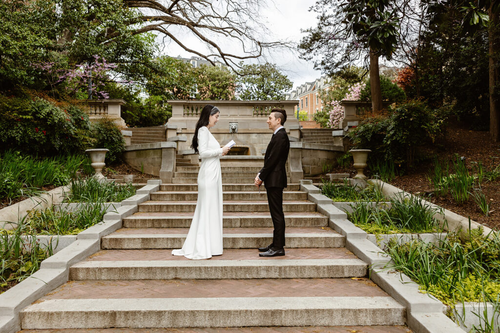 the elopement couple at the Spanish steps for their DC elopement