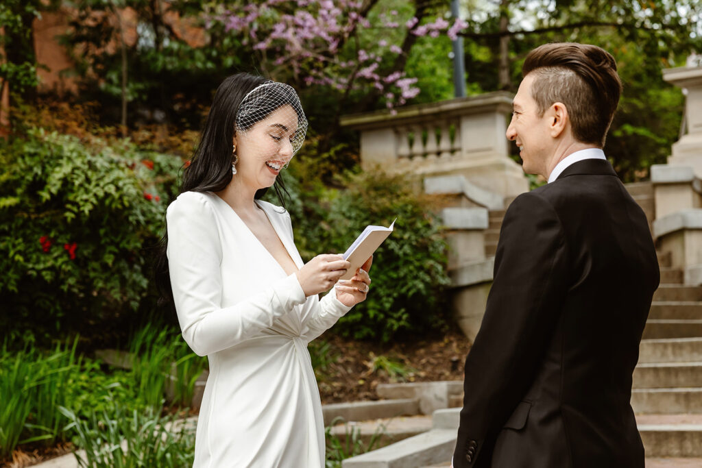 the wedding couple saying their vows at the Spanish Steps