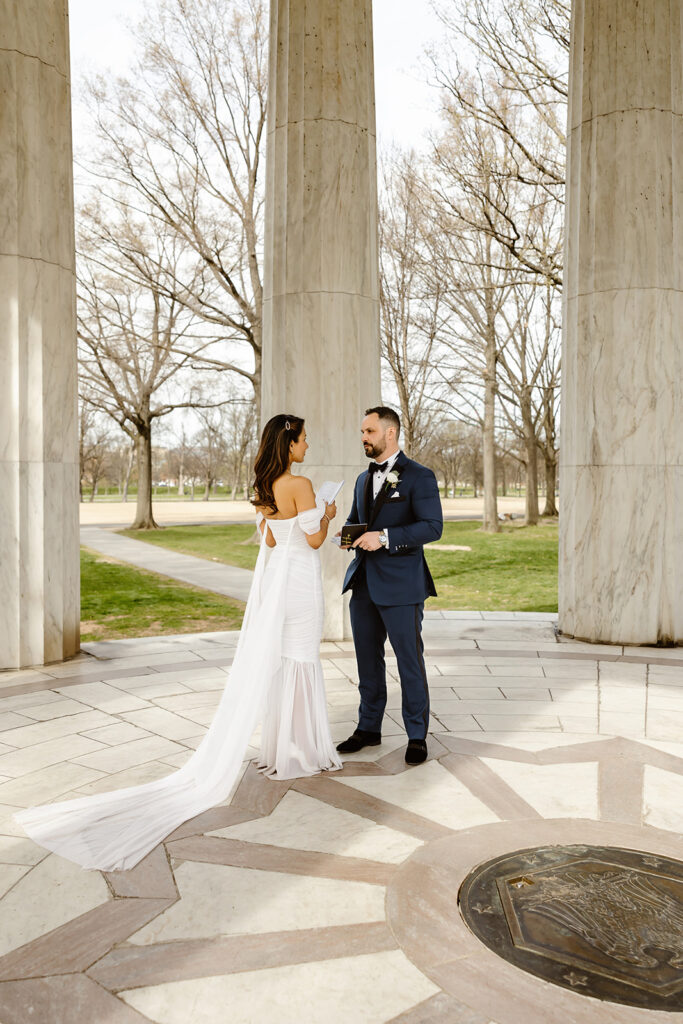 DC War Memorial wedding elopement sharing vows