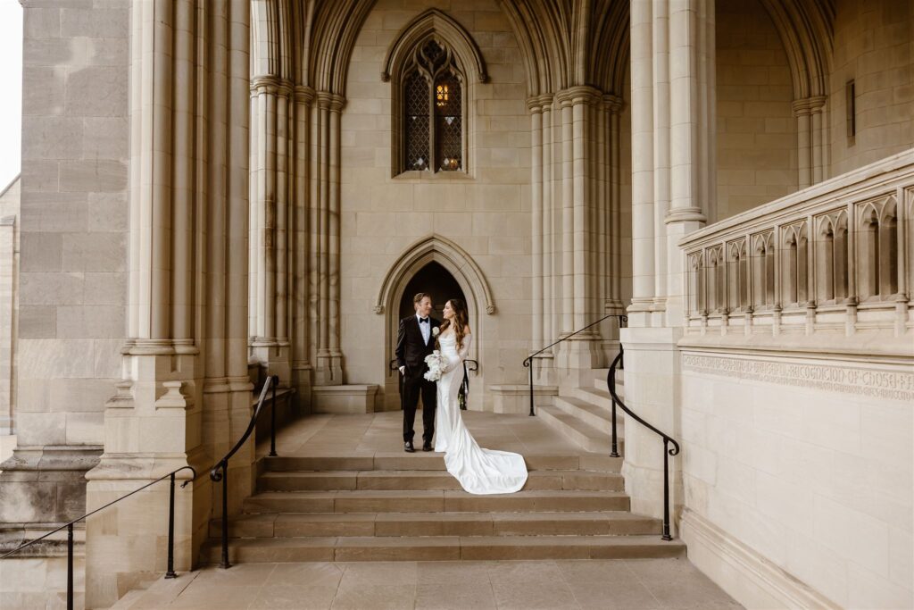 romantic dc elopement at the national cathedral