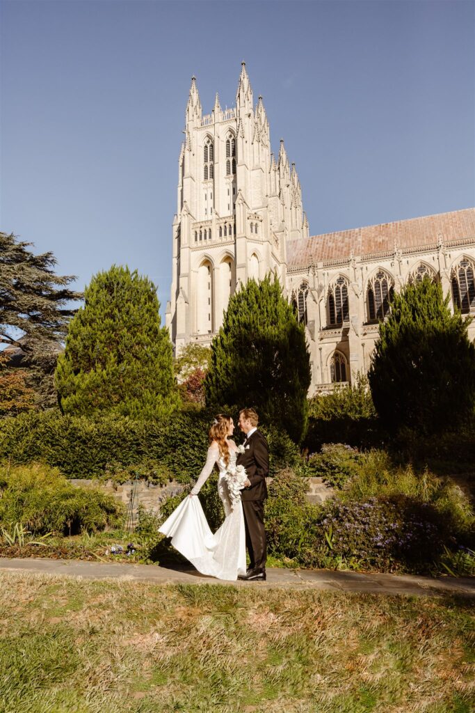 romantic dc elopement at the national cathedral