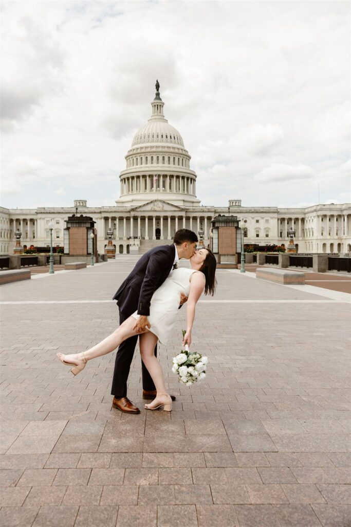 bride and groom in washington dc