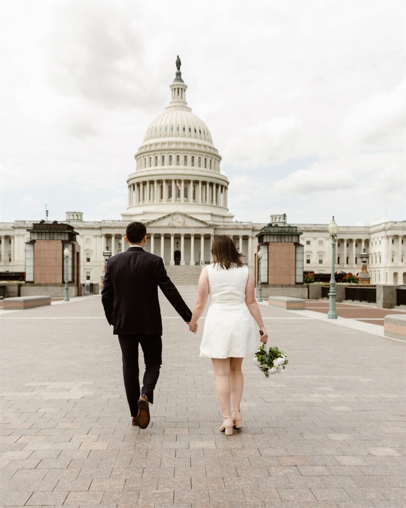bride and groom in washington dc