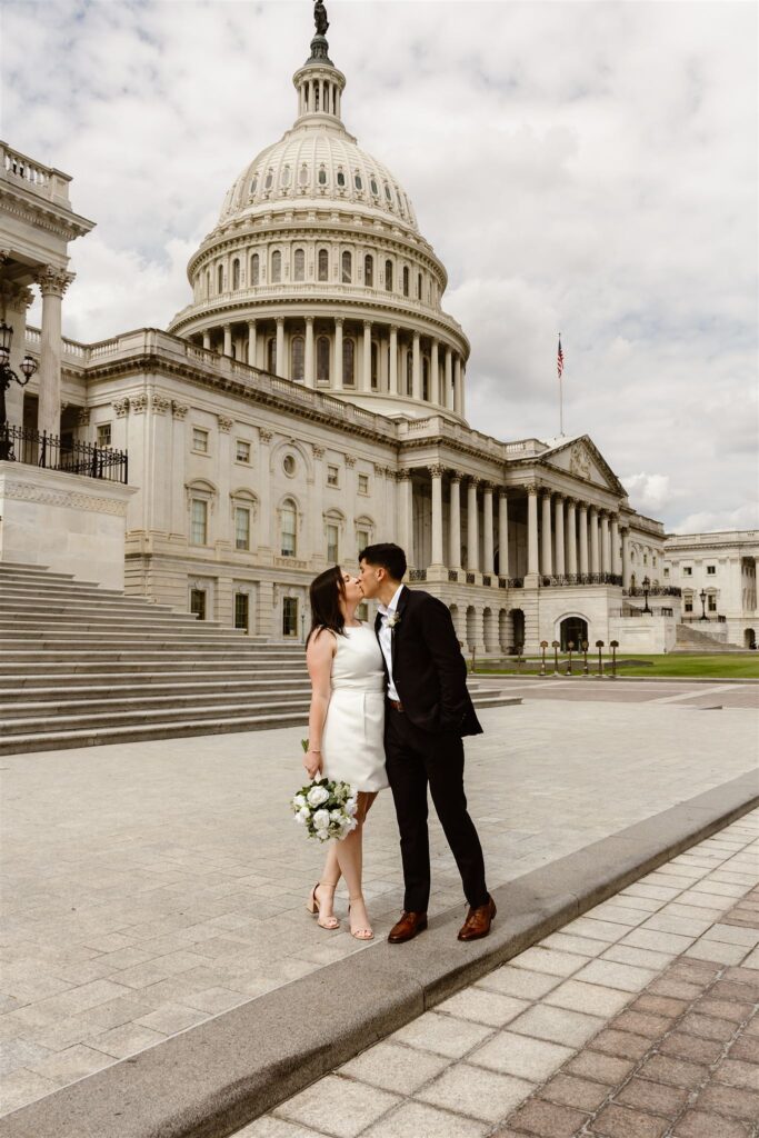 bride and groom in washington dc