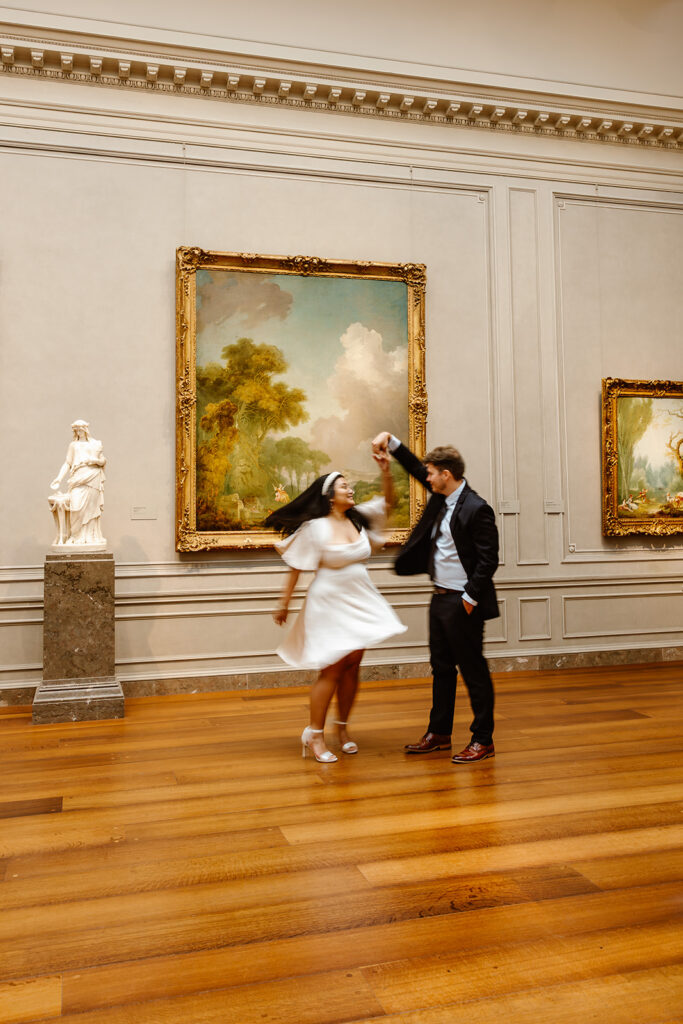 the wedding couple dancing at the National Gallery of Art