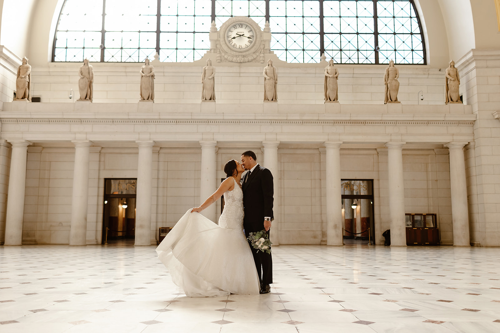 the wedding couple at the Union Station