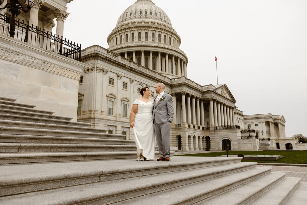 the wedding couple at the US Capitol 