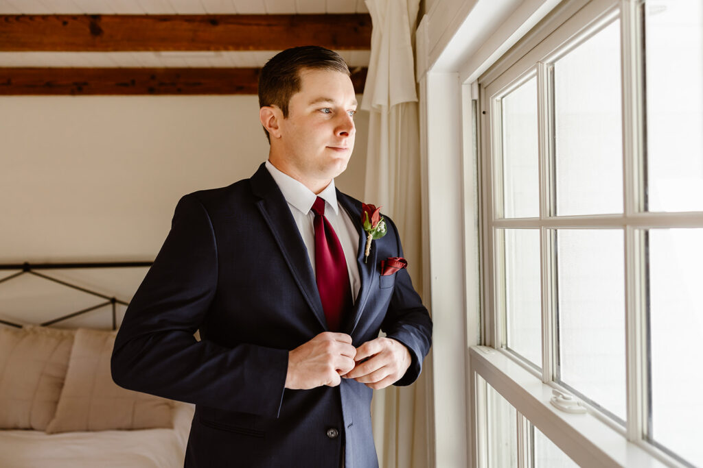 the groom getting ready at the VRBO