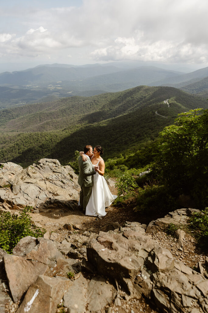 the wedding couple on a mountain