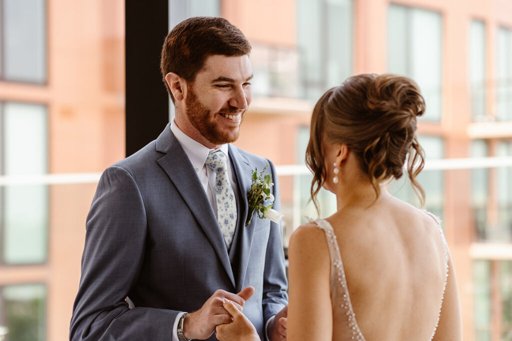 the wedding couple getting ready for their DC wedding