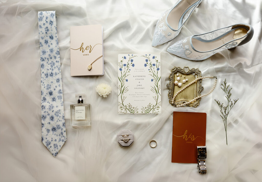 wedding flat lay at a DC wedding