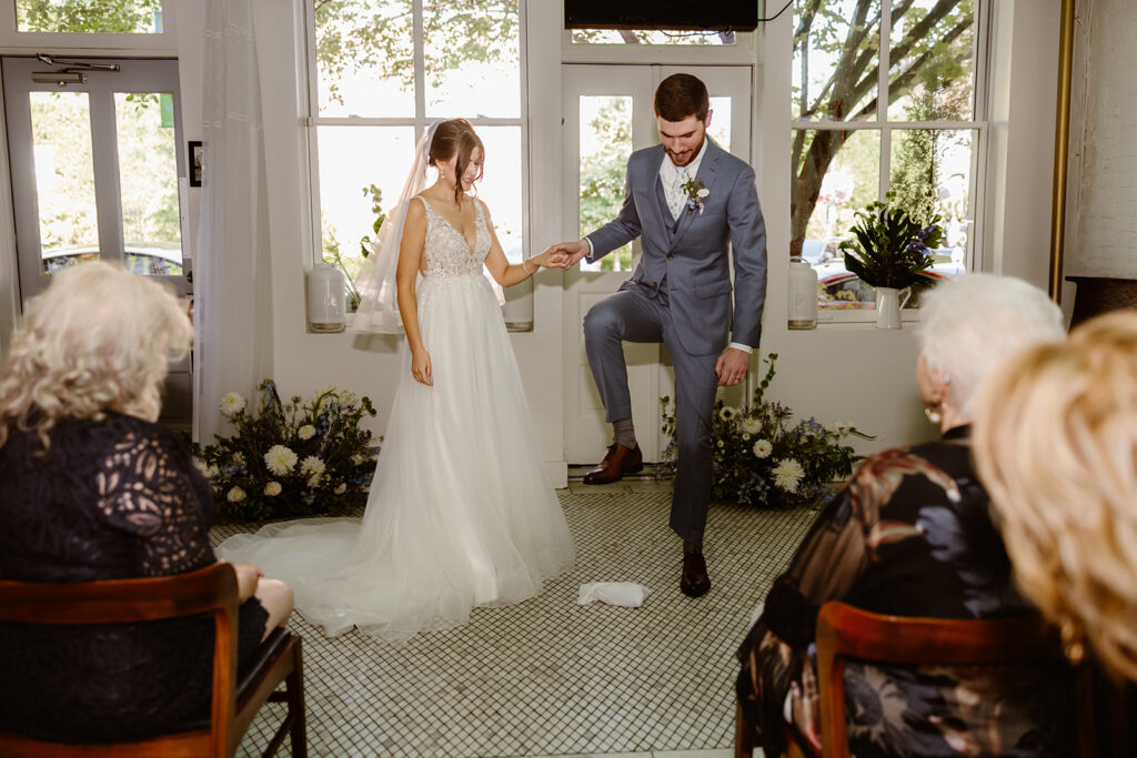 the groom and bride during their wedding ceremony