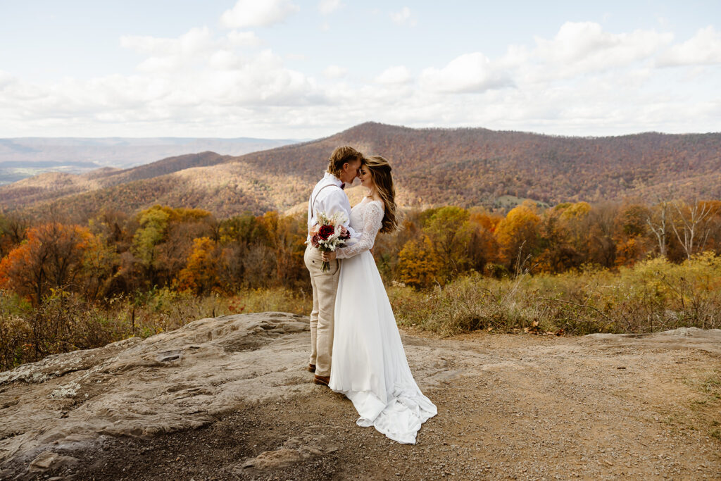 the elopement couple at Shenandoah National Park