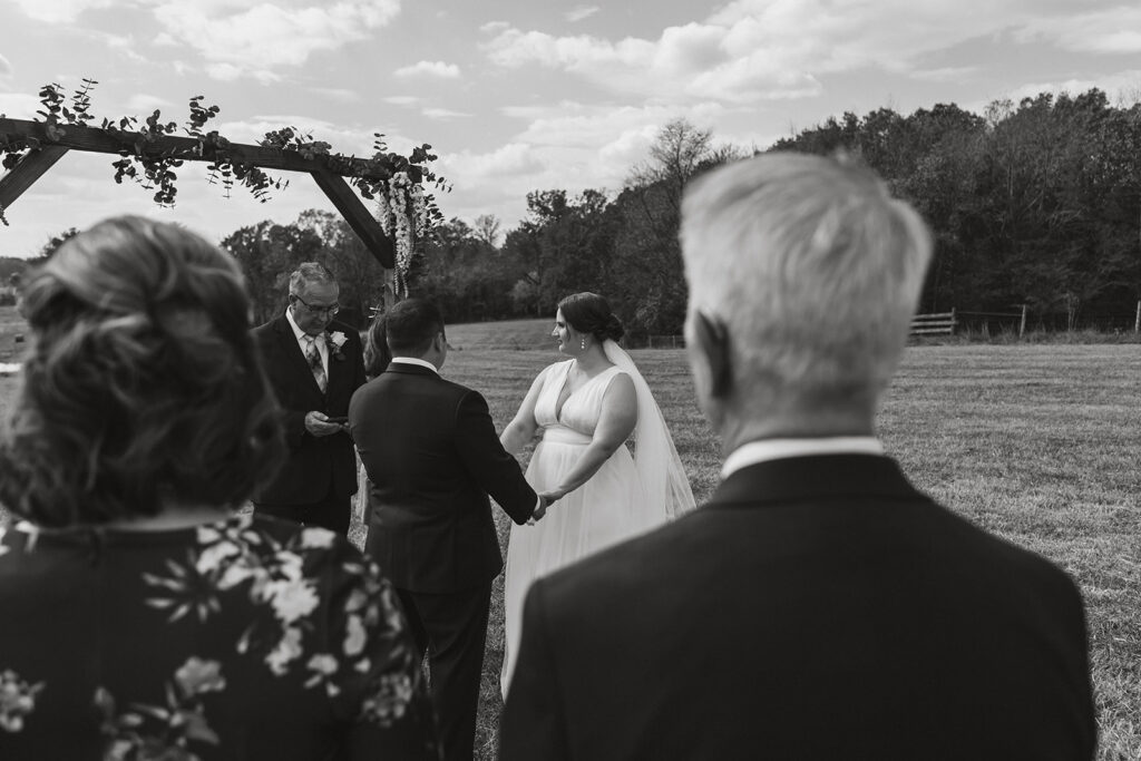 intimate vrbo wedding ceremony with mountain views in virginia