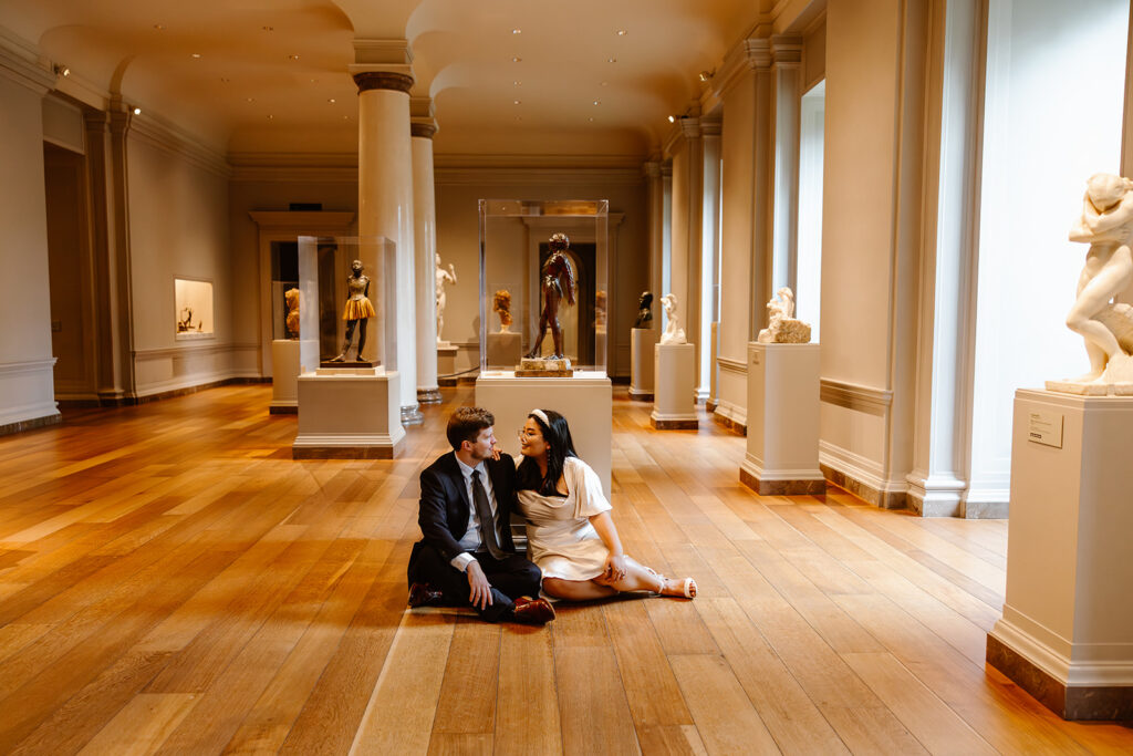 art museum engagement photos in the national gallery of art in DC

