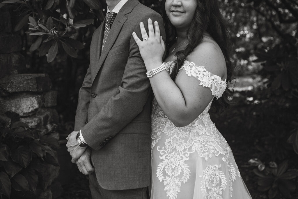 elopement couple hugging during their maryland elopement day